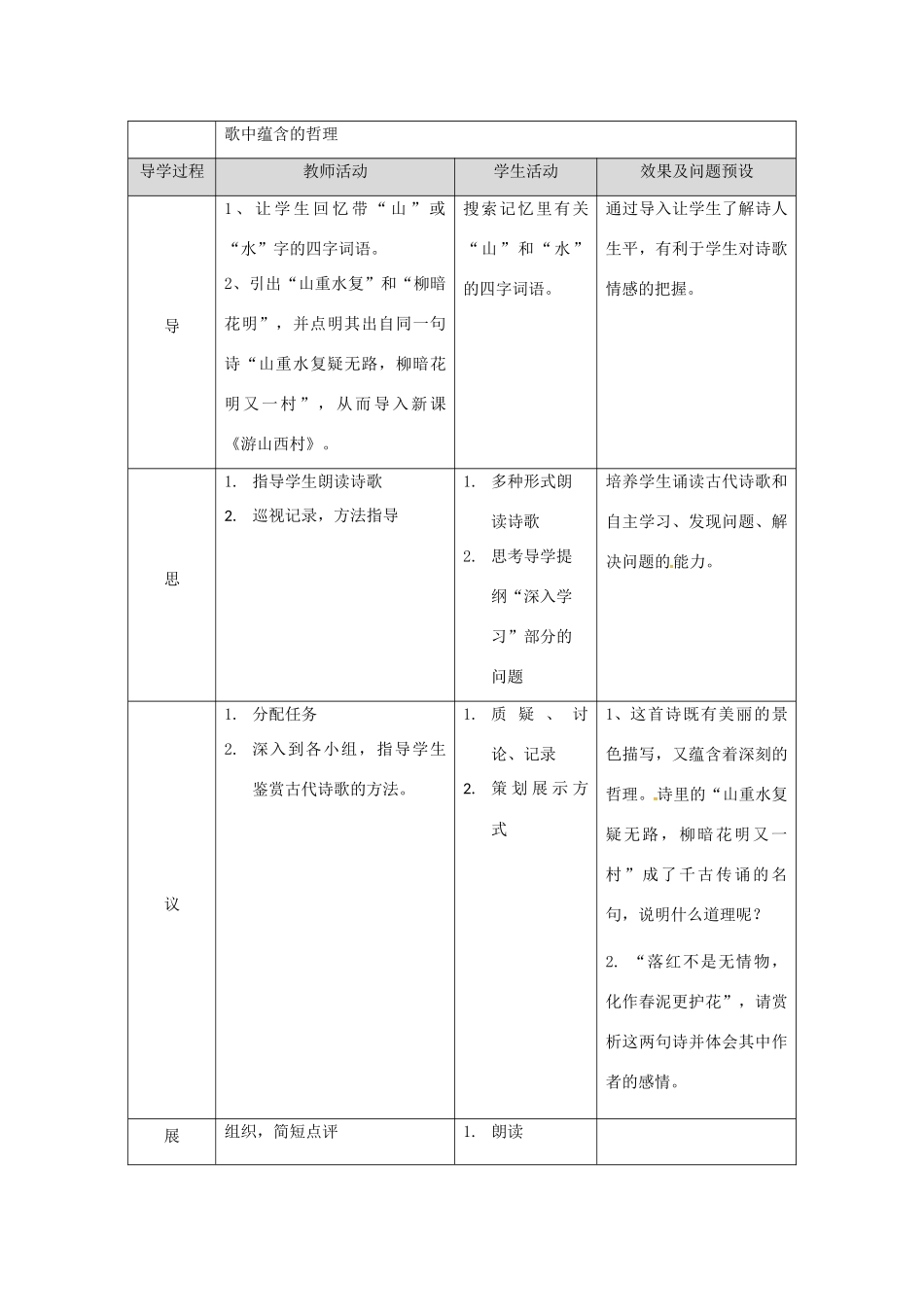 湖北省武汉市七年级语文下册 第五单元 20《古代诗歌五首》古诗后两首教学设计 新人教版-新人教版初中七年级下册语文教案_第2页