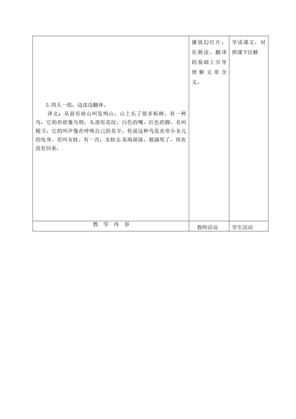 甘肃省酒泉市瓜州县第二中学七年级语文下册 第六单元 第三课《山海经两篇》第一课时教案 北师大版_第2页