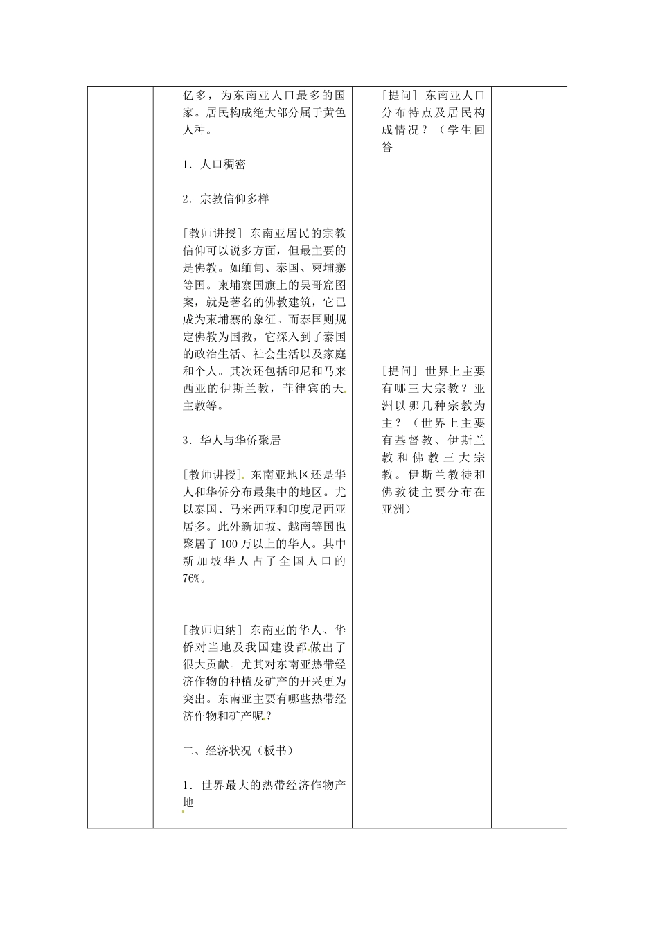 山东省临沂市蒙阴县第四中学七年级地理下册 7.2 东南亚（第2课时）教案 （新版）新人教版_第3页