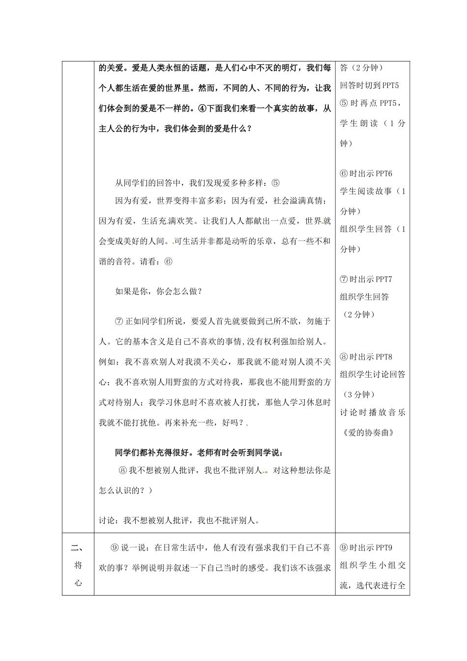 江苏省东台市唐洋镇中学七年级政治上册《第6课  授人玫瑰  手留余香》教案1 苏教版_第2页