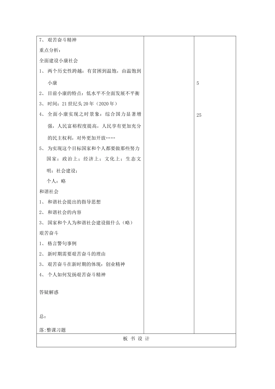 吉林省四平市第十七中学九年级政治全册《第九课 实现我们的共同理想》复习教案 新人教版_第2页