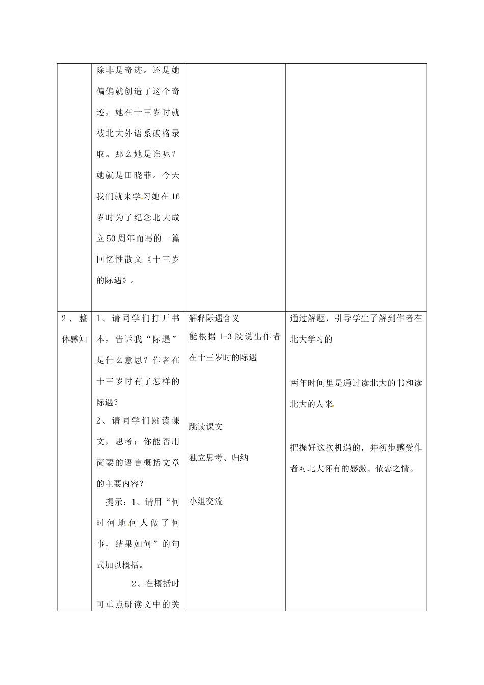 七年级语文上册 8《十三岁的际遇》教案 苏教版-苏教版初中七年级上册语文教案_第2页