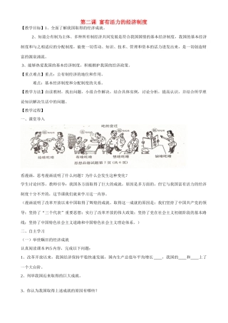 九年级政治 12 富有活力的经济制度教案 粤教版