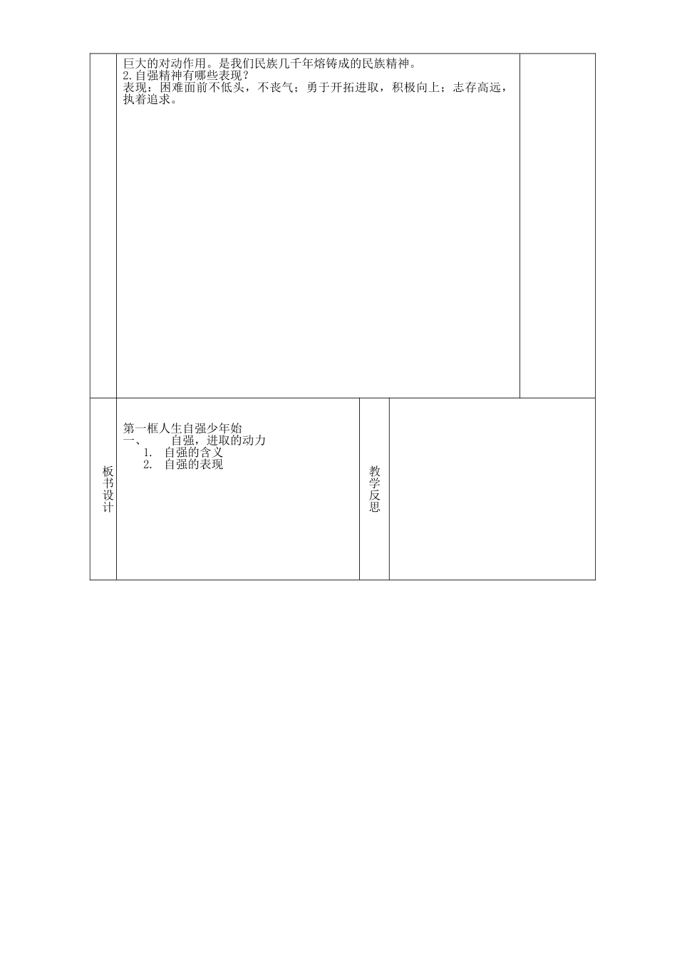 甘肃省庆阳市宁县第五中学七年级政治下册《第二单元 第四课 第一框 人生自强少年始》教案1 新人教版_第3页