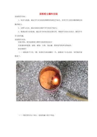 江西省信丰县黄泥中学中考化学实验汇总复习《面粉粉尘爆炸实验》教学设计