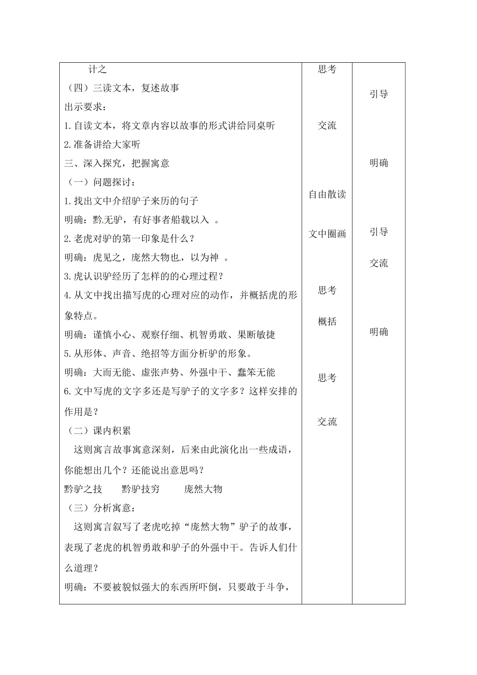 七年级语文下册《黔之驴》优秀教学设计 苏教版_第3页