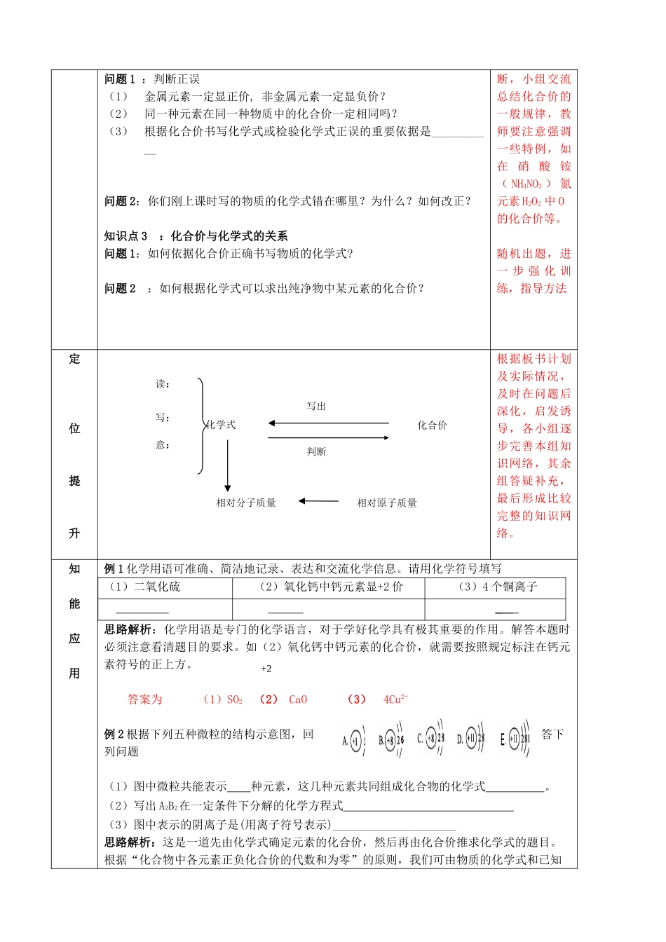 九年级化学下册 第六讲 化学式与化合价精品教案 新人教版_第2页
