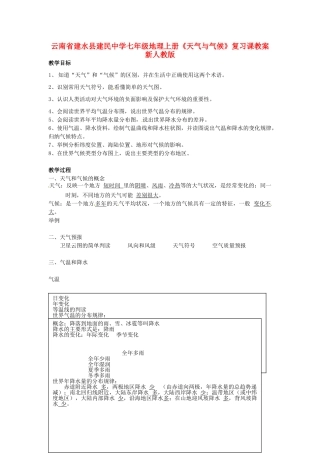 云南省建水县建民中学七年级地理上册《天气与气候》复习课教案 新人教版