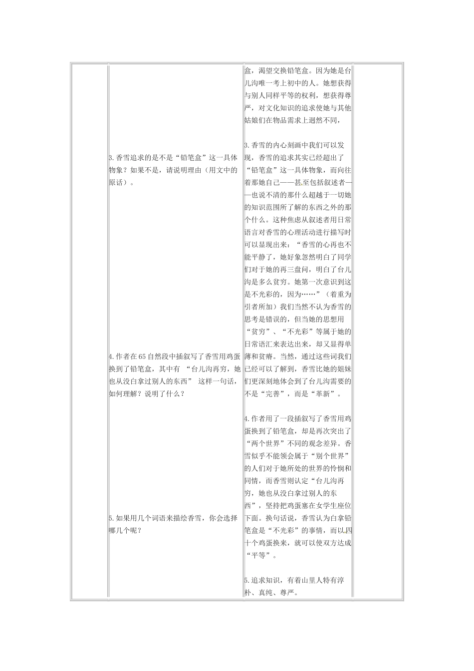 七年级语文下册02《哦，香雪》教案冀教版_第3页