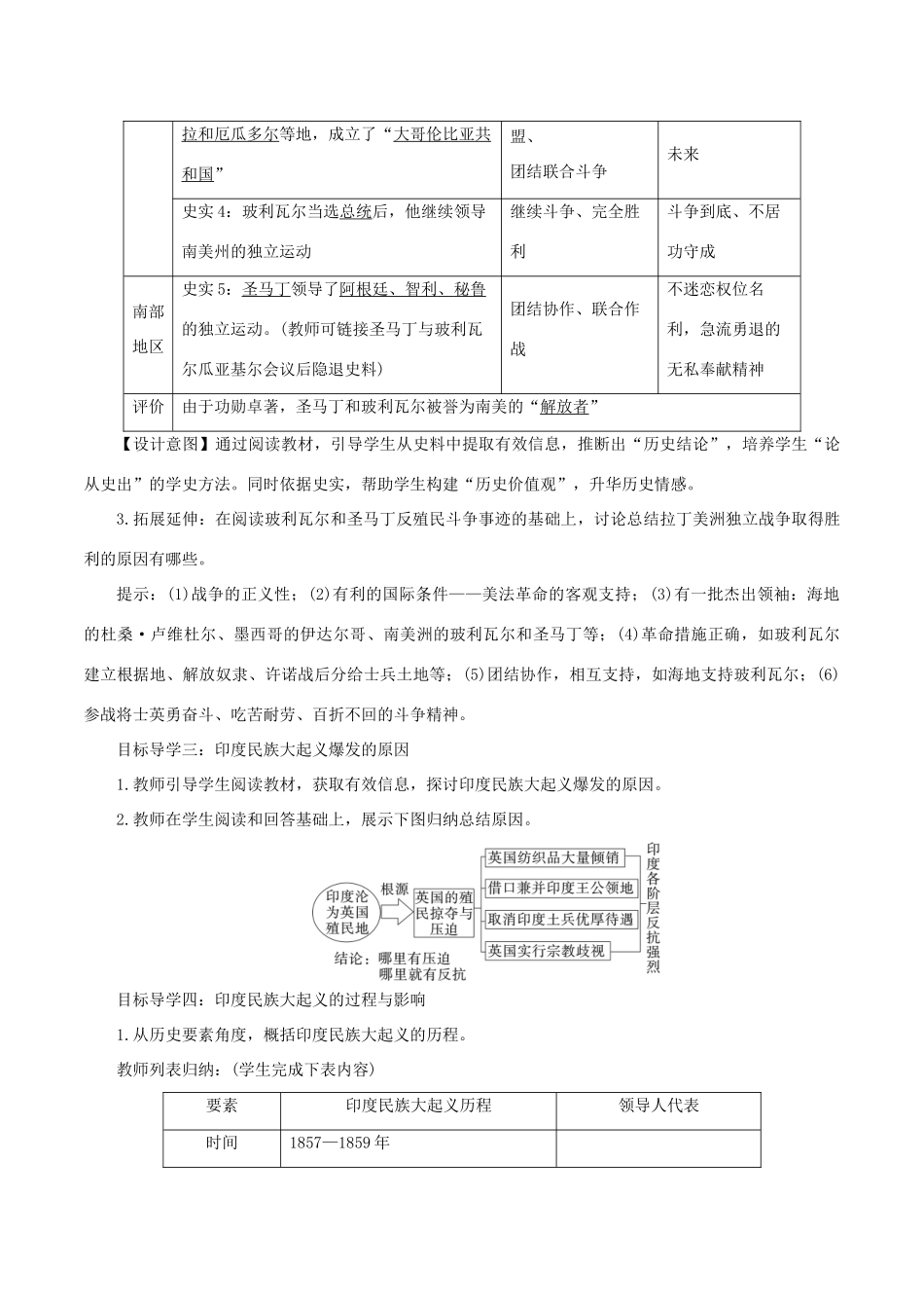 九年级历史下册 第一单元 殖民地人民的反抗与资本主义制度的扩展 第1课 殖民地人民的反抗斗争教案1 新人教版-新人教版初中九年级下册历史教案_第3页