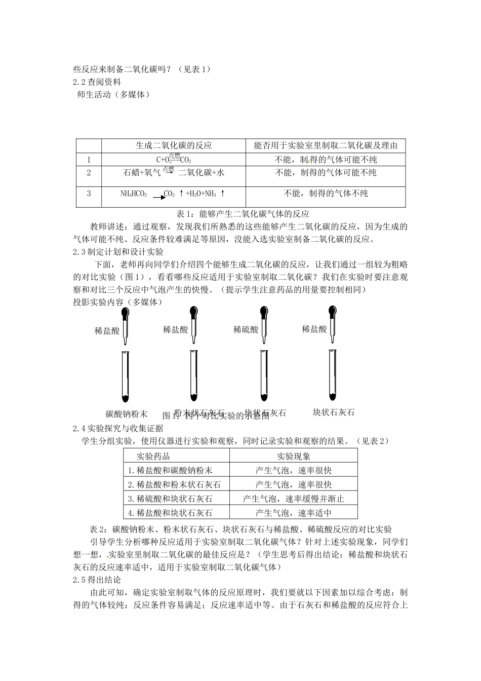 江西省信丰县黄泥中学中考化学实验汇总复习 二氧化碳的制取教学设计_第2页