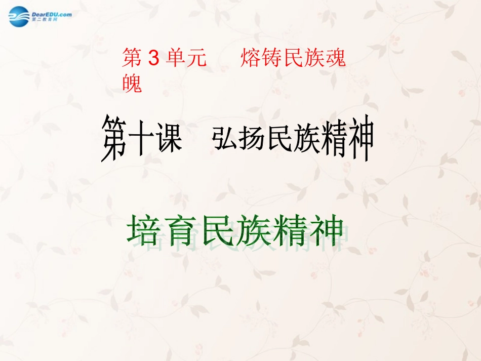 九年级政治全册 第10课 第2站 培育民族精神课件1 北师大版_第1页