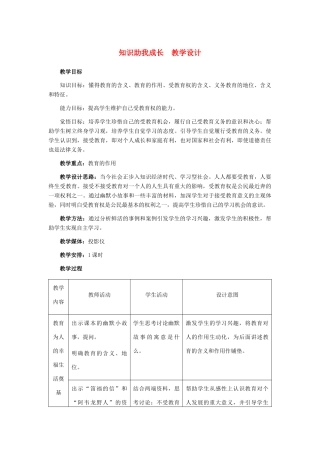 八年级政治下册 知识助我成长教学设计 人教新课标版