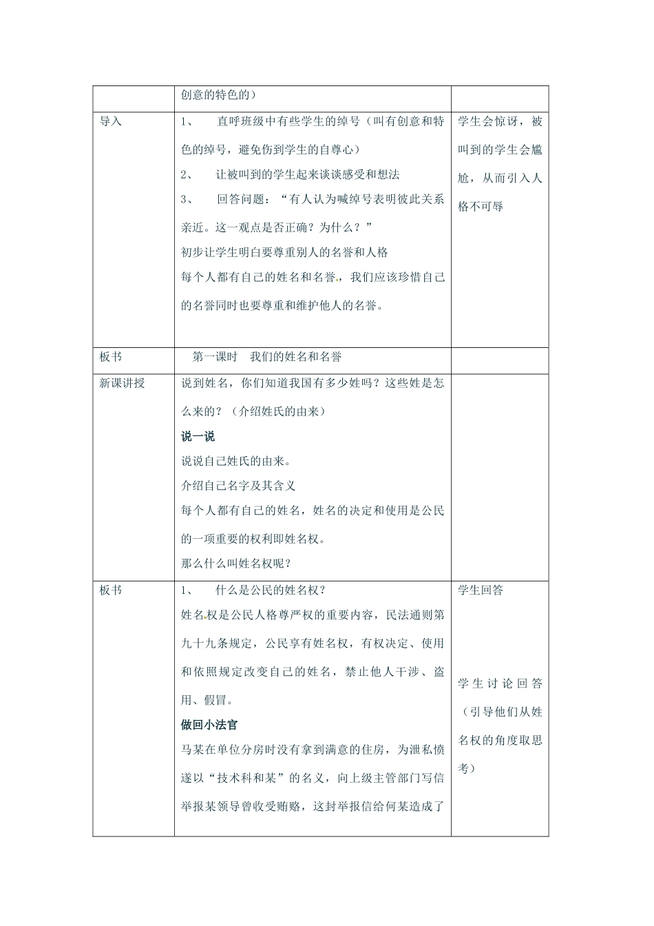 江苏省扬州一中七年级政治《人格不可辱》教学设计 人教新课标版_第2页
