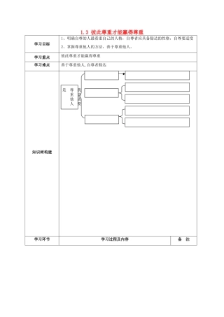 湖北省北大附中武汉为明实验学校七年级政治下册 1.3 彼此尊重才能赢得尊重导学案2（无答案） 新人教版