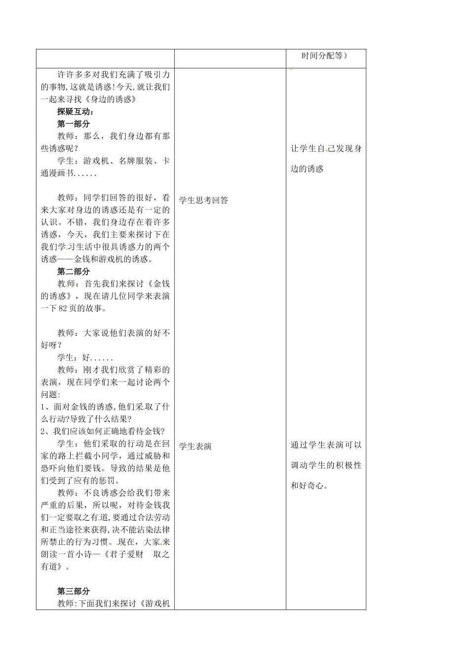 吉林省四平市第十七中学七年级政治上册 8.1 身边的诱惑教案 新人教版_第2页