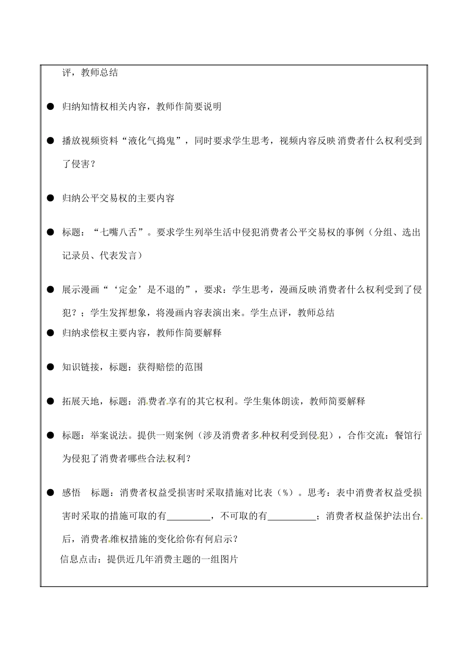 江苏省无锡市东林中学八年级政治下册 第16课 第一框 消费者依法享有的合法权益教案 苏教版_第2页