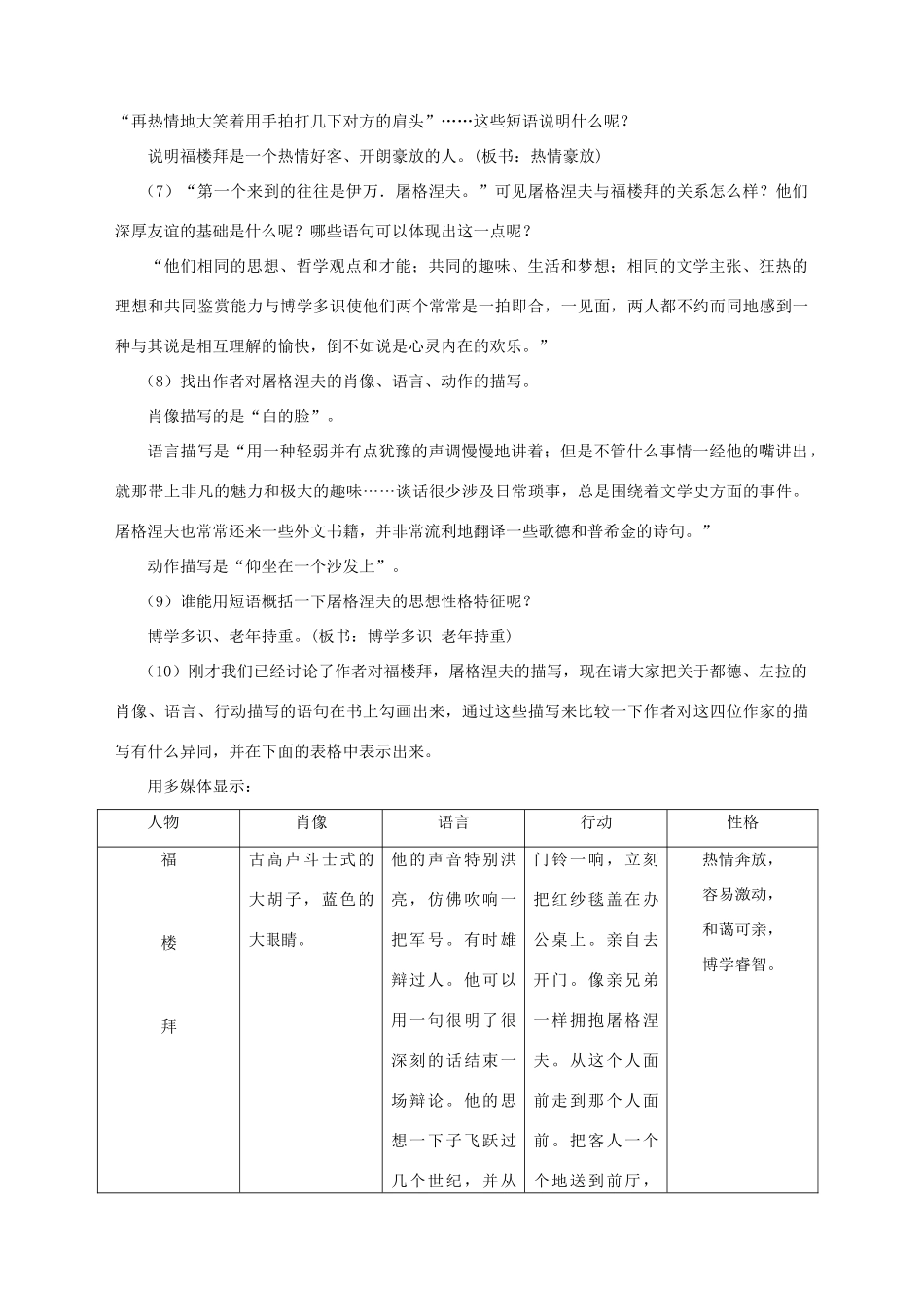湖北省崇阳县七年级语文下册 第14课《福楼拜家的星期天》教案 人教新课标版_第3页