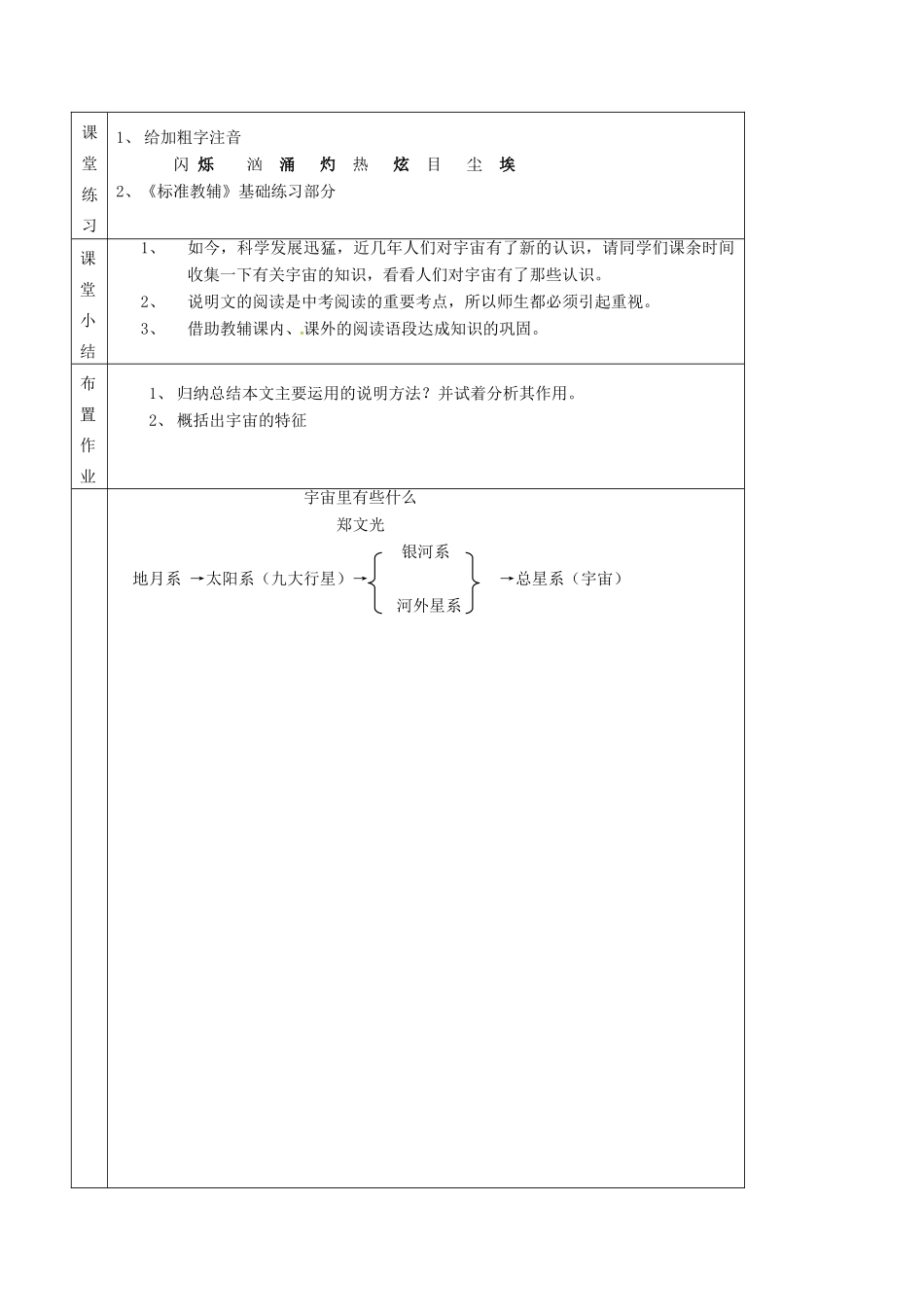 七年级语文上册 第20课《宇宙里有些什么》教案 苏教版-苏教版初中七年级上册语文教案_第3页