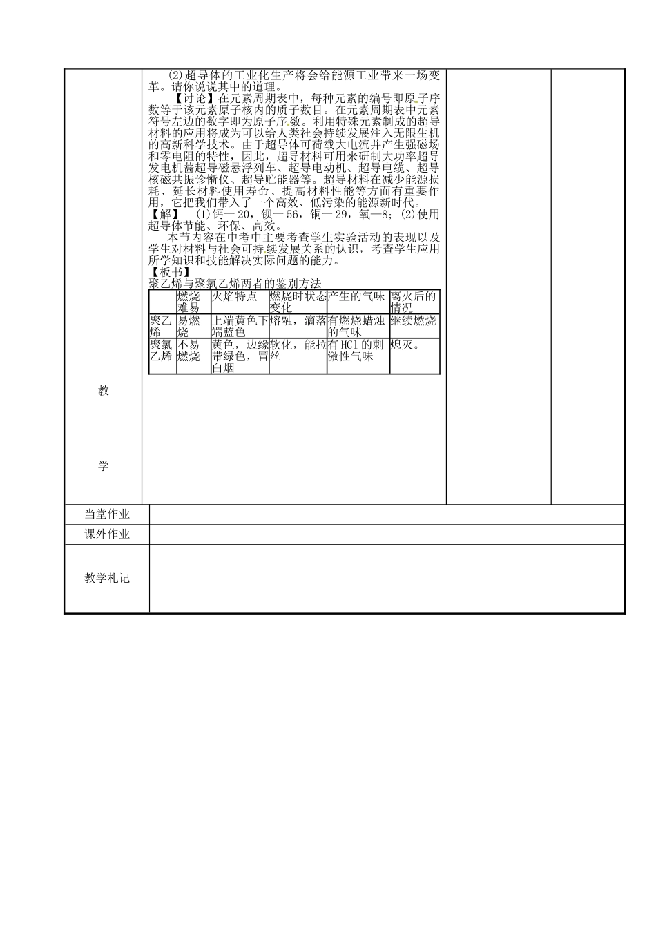 江苏省新沂市第二中学九年级化学下册 9.2.2 合成材料教案 （新版）沪教版_第3页