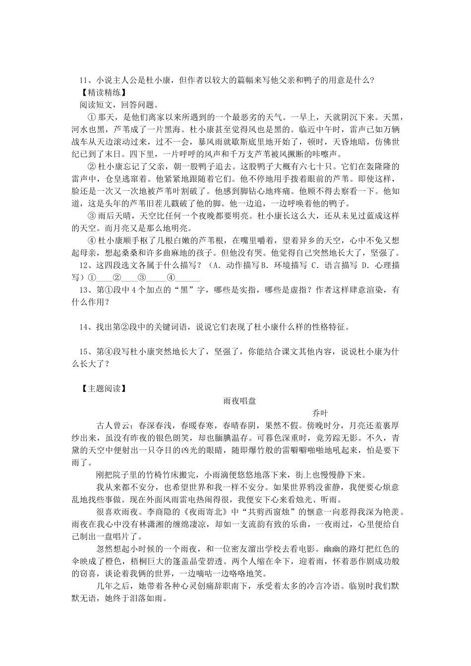 九年级语文上册 第10课《孤独之旅》学案 新人教版-新人教版初中九年级上册语文学案_第2页