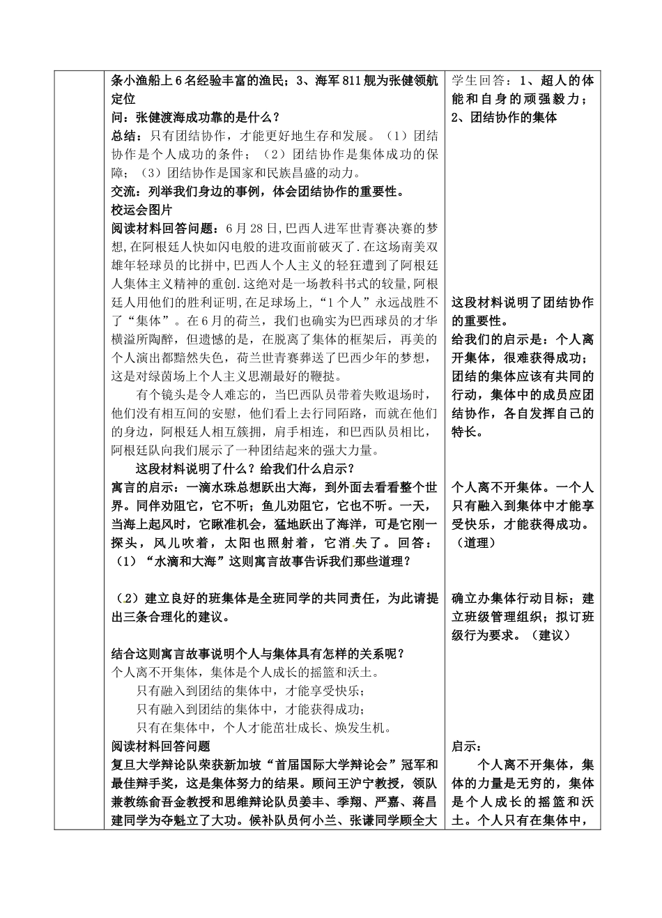 江苏省苏州张家港市一中七年级政治上册 第九课 众人划桨开大船教案 苏教版_第2页