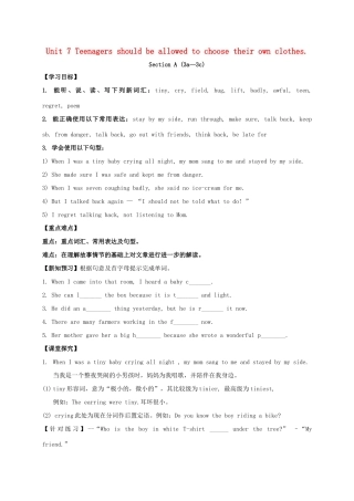 九年级英语全册《Unit 7 Teenagers should be allowed to choose their own clothes（第2课时）》学案 （新版）人教新目标版-（新版）人教新目标版初中九年级全册英语学案