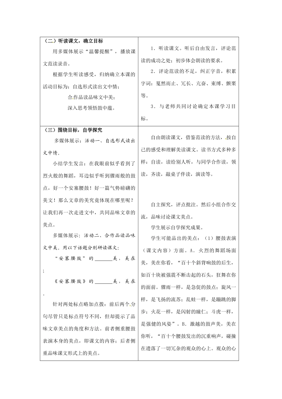七年级语文上册第2课《安塞腰鼓》教案鲁教版_第2页