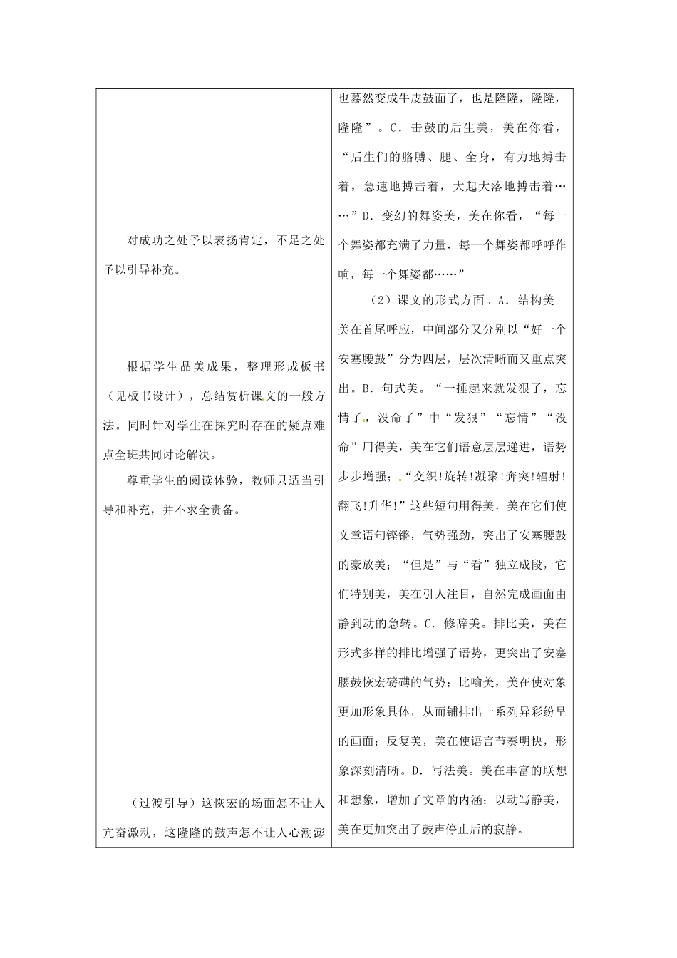 七年级语文上册第2课《安塞腰鼓》教案鲁教版_第3页