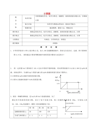 黑龙江省鸡西市恒山区中考化学复习5 计算题教案-人教版初中九年级全册化学教案