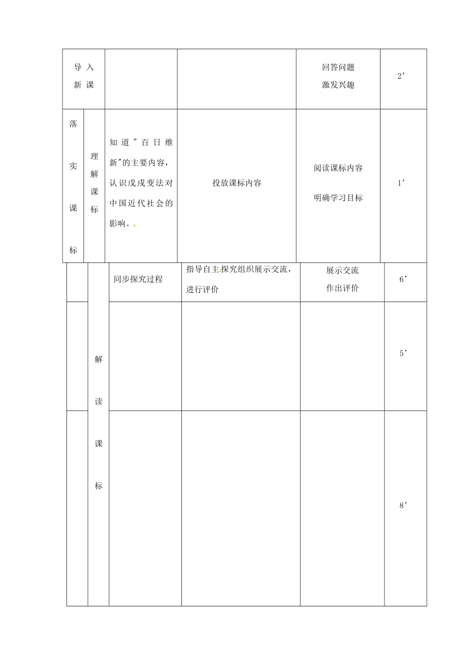 山东省临沭县八年级历史《第7课戊戌变法》教案 新人教版_第2页