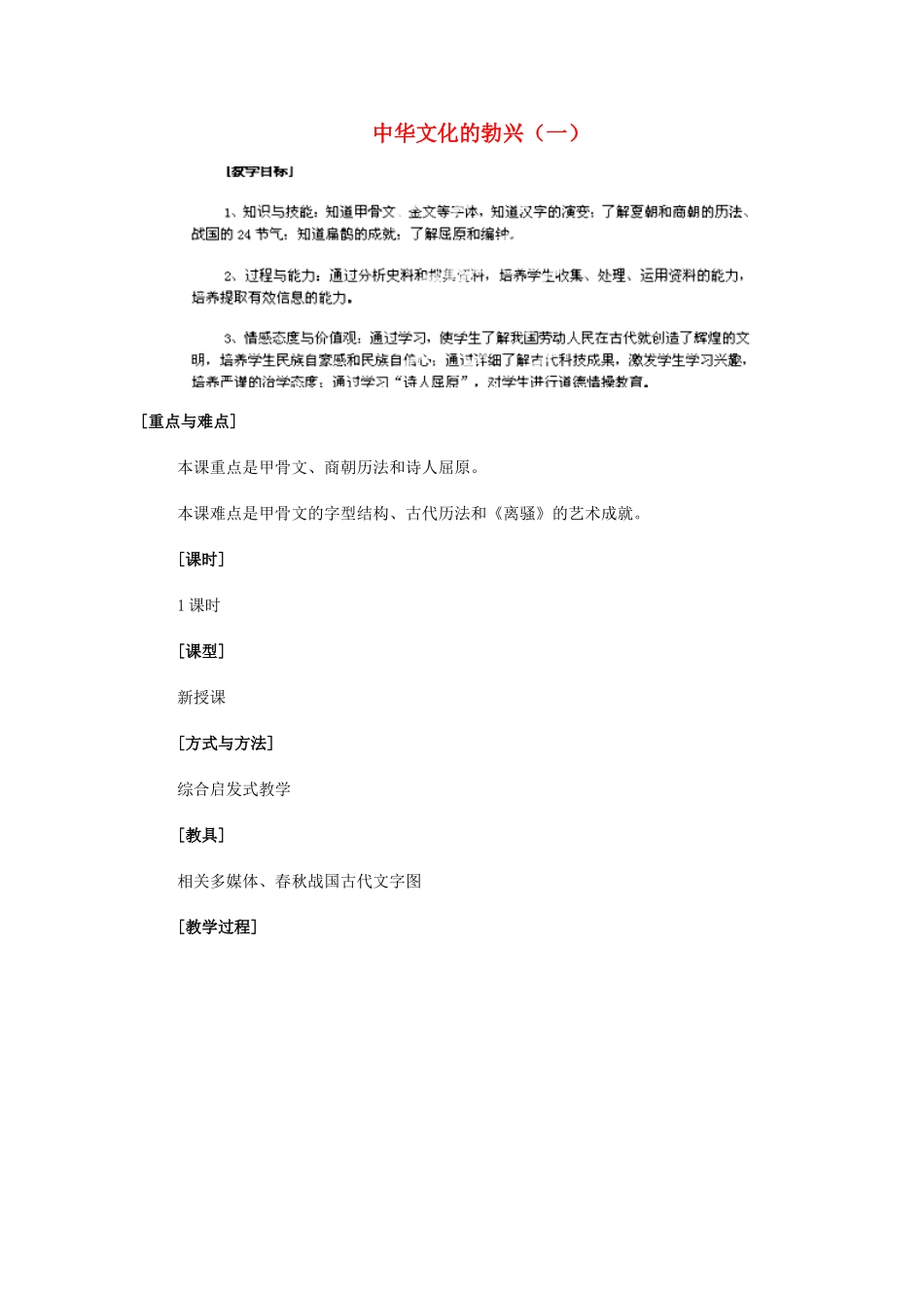 江苏省苏州五中七年级历史上册 第8课 中华文化的勃兴（一）教案 新人教版_第1页