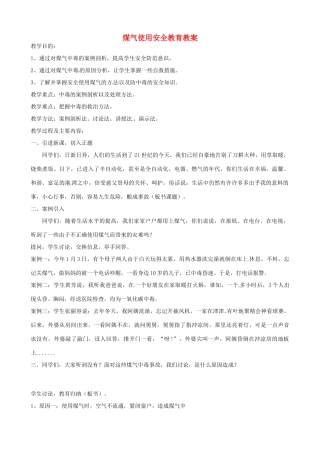 山东省聊城市阳谷实验中学九年级化学《实践课》—煤气使用安全教育教案