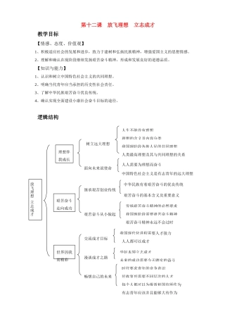 九年级政治：第十二课《放飞理想 立志成才》教案苏教版