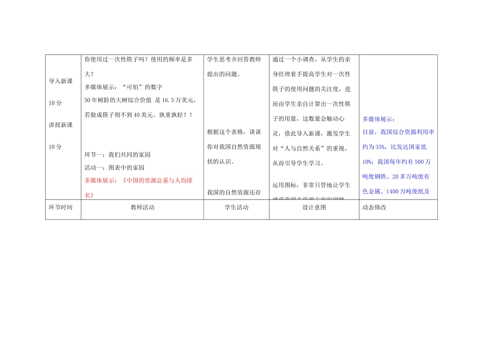 吉林省双辽市九年级政治全册 第二单元 了解祖国 爱我中华 第四课 了解基本国策与发展战略 第3框 实施可持续发展战略教案 新人教版-新人教版初中九年级全册政治教案_第2页