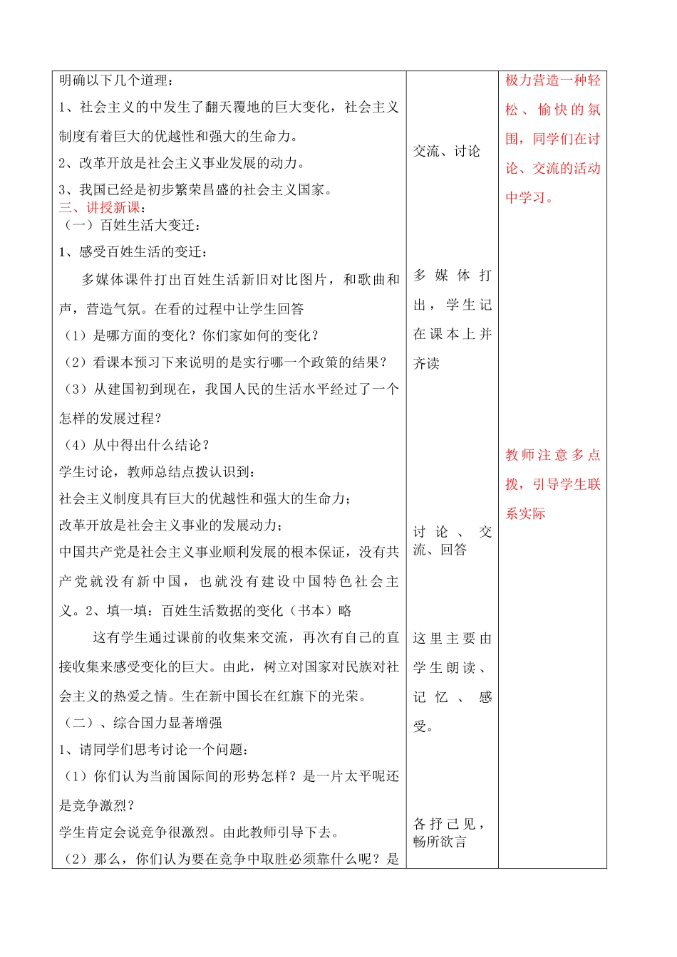 九年级政治 感受共和国的巨变 教学教案 鲁教版_第2页