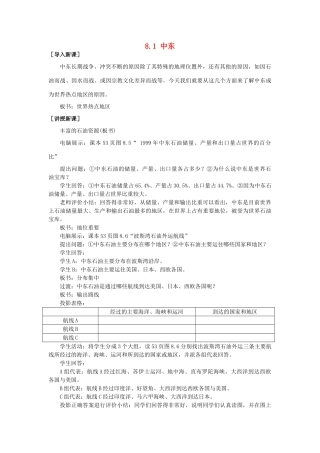 山东省惠东县白花镇第一中学七年级地理下册《8.1 中东（第2课时）》教案 新人教版