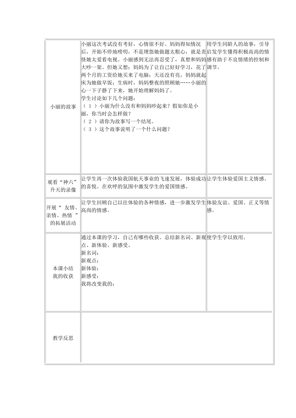 广西灵山县金龙中学七年级政治下册 第五课 缤纷情感教案 教科版_第2页