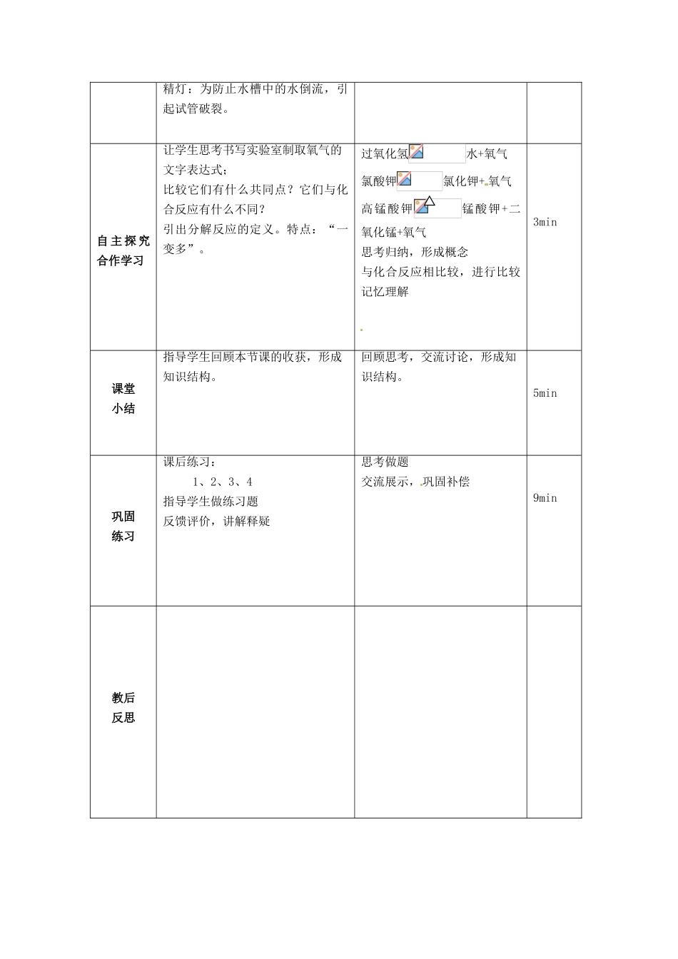 山东省临沭县九年级化学上册 第二单元 课题3《制取氧气》教案 新人教版_第3页