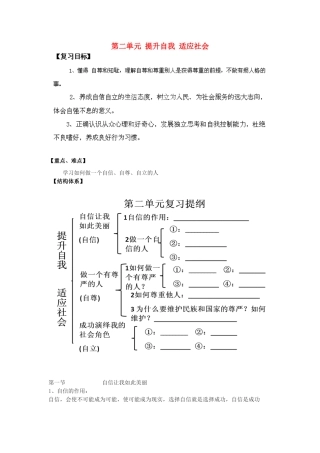 湖南省株洲县渌口镇中学七年级思想品德下册 第二单元 提升自我 适应社会复习教案 湘教版