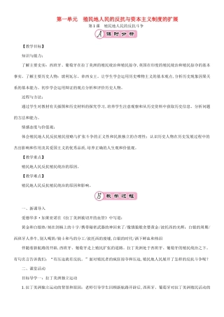 九年级历史下册 第一单元 殖民地人民的反抗与资本主义制度的扩展 第1课 殖民地人民的反抗斗争教案3 新人教版-新人教版初中九年级下册历史教案