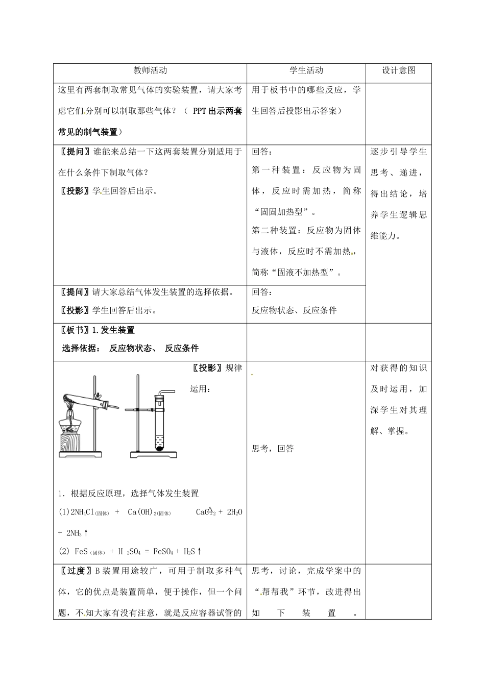 内蒙古鄂尔多斯市达拉特旗中考化学专题复习 气体的制取和净化教案-人教版初中九年级全册化学教案_第2页