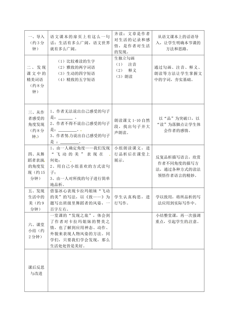 七年级语文下册 第19课《观舞记》教学设计 新人教版-新人教版初中七年级下册语文教案_第2页