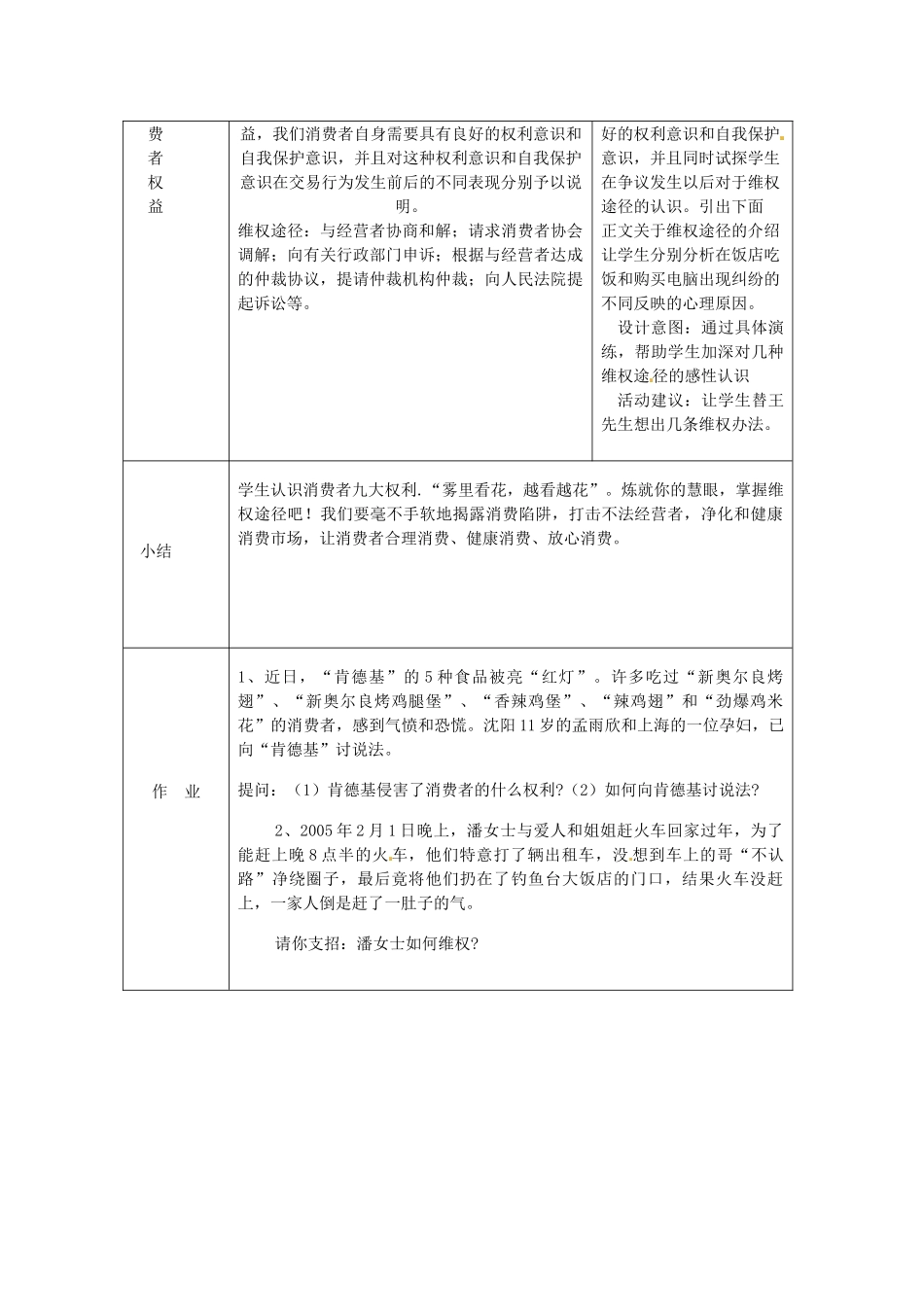 辽宁省辽阳九中八年级政治下册《第八课 消费者的权益》教案 人教新课标版_第3页