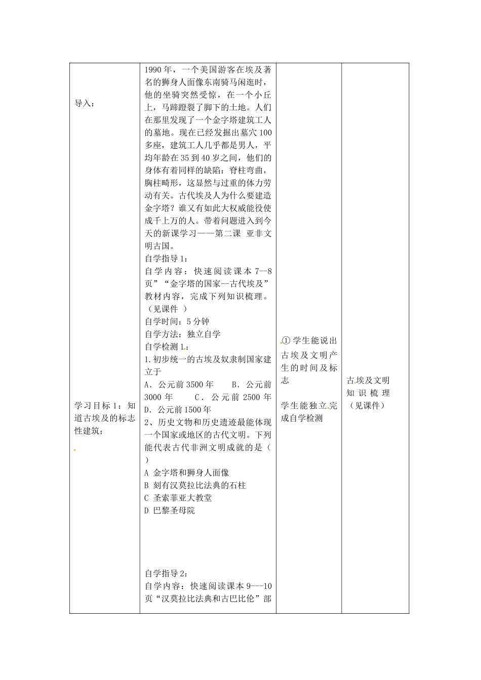 九年级历史上册 第2课 亚非文明古国复习教案 中华书局版-中华书局版初中九年级上册历史教案_第2页