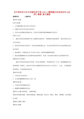 辽宁省丹东七中九年级化学下册《10.2 酸和碱之间会发生什么反应》教案 新人教版
