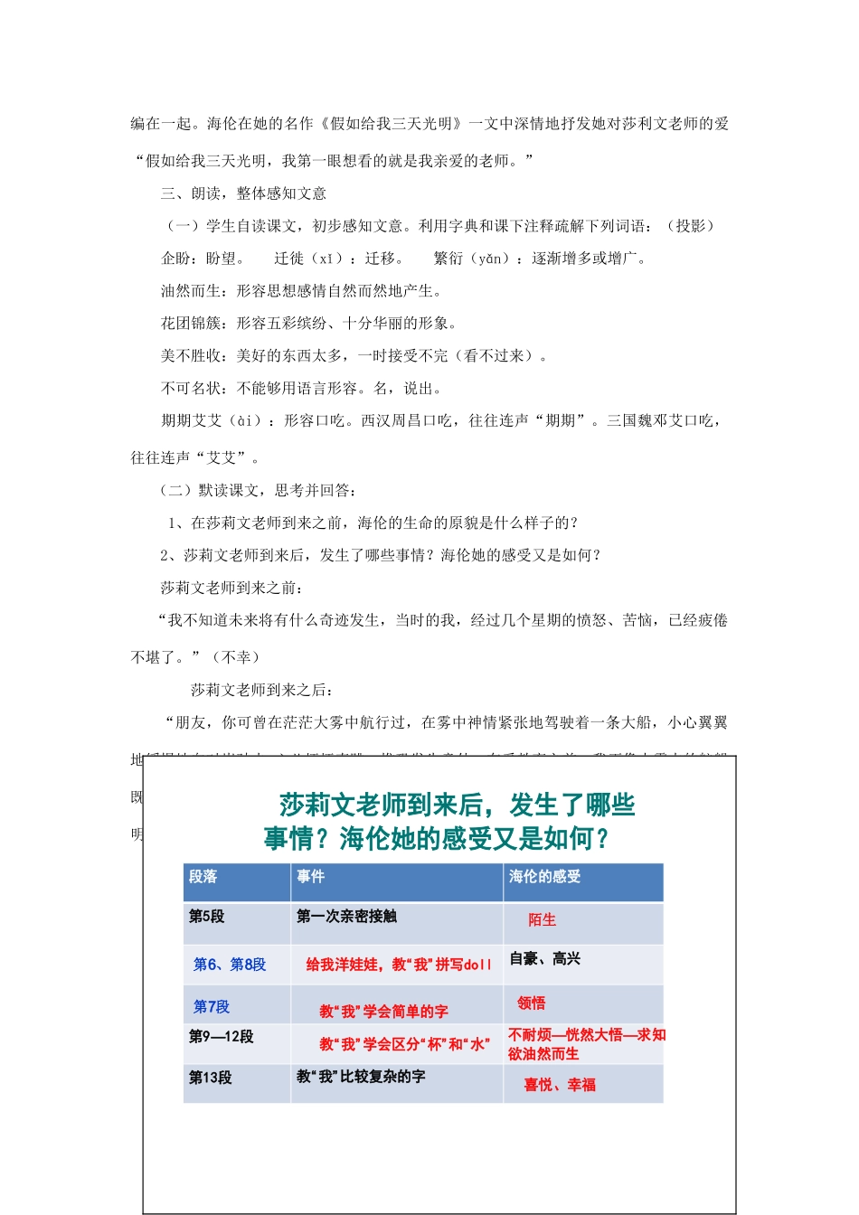 七年级语文上册 第7课《再塑生命的人》教学设计 新人教版-新人教版初中七年级上册语文教案_第2页