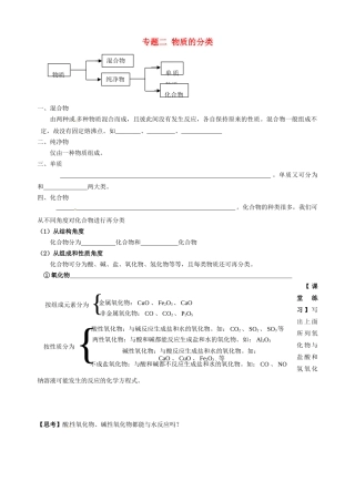 山东省宁阳实验中学九年级化学 初高衔接教材《专题二 物质的分类》教案
