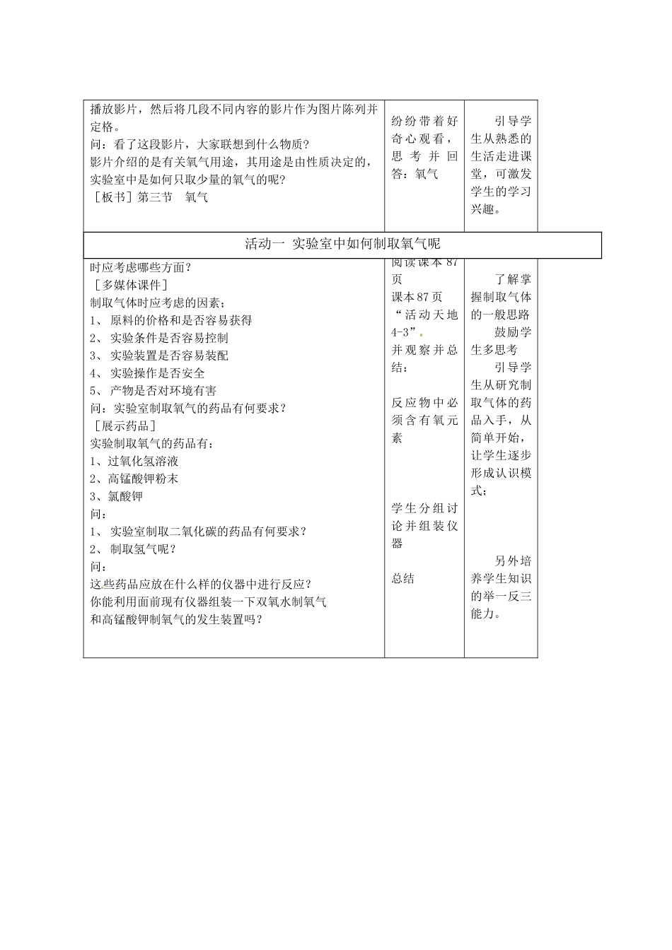 江西省信丰县黄泥中学中考化学实验汇总复习 氧气的实验室制取教学设计_第3页