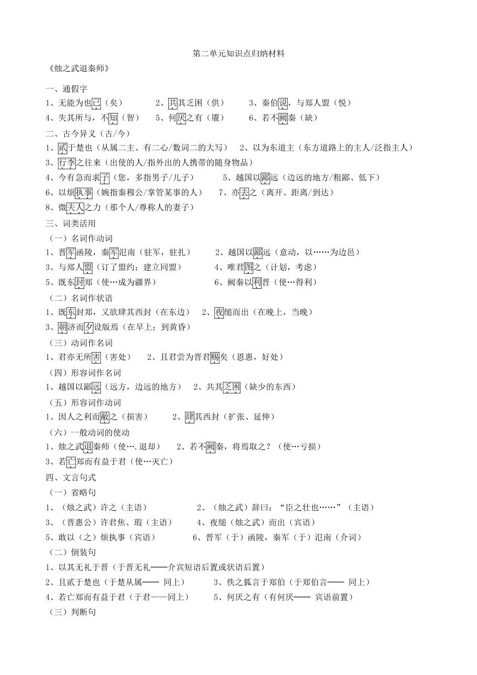 高中语文第三单元知识点归纳人教版新课标必修2_第1页